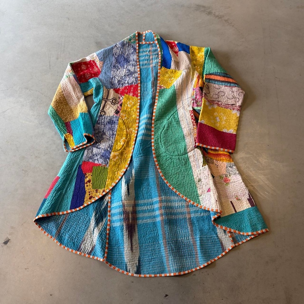 Vintage handmade hand stitched quilt robe kimono